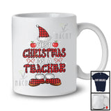 First Christmas As A Teacher; Cheerful Christmas Plaid Santa; Promoting Future Family T-Shirt