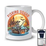 Fishing Squad, Scary Halloween Costume Skeleton Pumpkins, Outdoor Activities Group T-Shirt