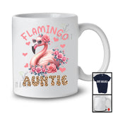 Flamingo Auntie, Wonderful Mother's Day Leopard Flowers Flamingo Lover, Family Group T-Shirt