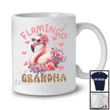 Flamingo Grandma, Wonderful Mother's Day Leopard Flowers Flamingo Lover, Family Group T-Shirt