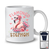 Flamingo Stepmom, Wonderful Mother's Day Leopard Flowers Flamingo Lover, Family Group T-Shirt