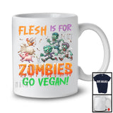 Flesh Is For Zombies Go Vegan; Creepy Halloween Farm Animals; Vegetarian Team T-Shirt