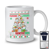 Flossing Around The Dentistree; Lovely Christmas Tree Teeth Sweater; Dental Dentist Group T-Shirt