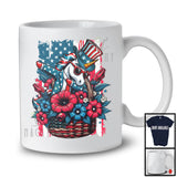 Flowers Dabbing Unicorn Wearing American Flag Hat, Lovely 4th Of July USA Patriotic T-Shirt