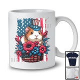 Flowers Guinea Pig Wearing American Flag Hat, Lovely 4th Of July USA Patriotic, Animal Lover T-Shirt