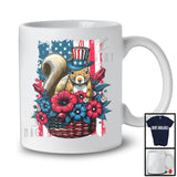 Flowers Squirrel Wearing American Flag Hat, Lovely 4th Of July USA Patriotic, Animal Lover T-Shirt