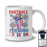 Football Fireworks And Freedom, Proud 4th Of July American Flag Sports Player, Patriotic T-Shirt