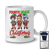 Fourth Grade Christmas Crew; Amazing Christmas Three Elf Students Snow; X-mas Teacher Group T-Shirt