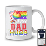 Free Dad Hugs, Proud LGBTQ Gay Pride Transgender Rainbow Flag, Matching Family Group T-Shirt