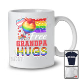 Free Grandpa Hugs, Proud LGBTQ Gay Pride Transgender Rainbow Flag, Matching Family Group T-Shirt