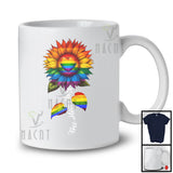 Free Mom Hugs, Lovely LGBTQ Pride Sunflower Rainbow Lover, LGBTQ Pride Gay Flag Family T-Shirt