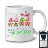 Friendmas With My Gnomies; Amusing Christmas Four Gnomes Snowing; Gnomies Family Group T-Shirt