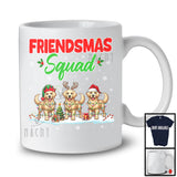 Friendsmas Squad; Wonderful Christmas Lights Three Santa Elf Golden Retriever; Pajama Group T-Shirt