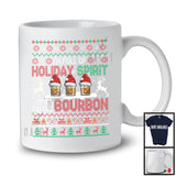 Full Of Holiday Spirit; Amazing Christmas Sweater Three Santa Bourbon Glasses; Drinking Drunker T-Shirt