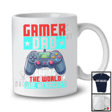 Gamer Dad Saving The World, Cheerful Father's Day Video Games Controller, Family Gamer T-Shirt