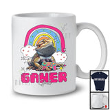 Gamer Girl; Adorable Bearded Dragon Playing Video Games; Gaming Rainbow Gamer Group T-Shirt