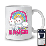 Gamer Girl; Adorable Cat Playing Video Games Lover; Gaming Rainbow Gamer Group T-Shirt