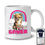 Gamer Girl; Adorable Dog Playing Video Games Lover; Gaming Rainbow Gamer Group T-Shirt