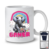 Gamer Girl; Adorable Elephant Playing Video Games Lover; Gaming Rainbow Gamer Group T-Shirt