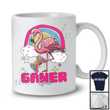 Gamer Girl; Lovely Rainbow Flamingo Playing Gaming Gamer; Video Games Family Group T-Shirt