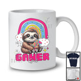 Gamer Girl; Lovely Rainbow Sloth Playing Gaming Gamer; Video Games Family Group T-Shirt