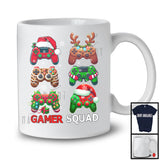 Gamer Squad; Amazing Christmas Santa Elf Game Controllers Collection Snowing; Gamer Gaming T-Shirt