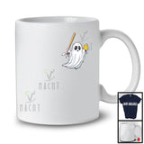 Ghost Boo Playing Softball; Awesome Halloween Costume Pocket; Sport Player Team T-Shirt