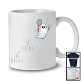 Ghost Boo Playing Tennis; Awesome Halloween Costume Pocket; Sport Player Team T-Shirt