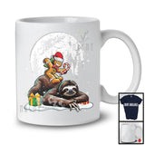 Gingerbread Man Riding Sloth; Joyful Christmas Moon Animal Lover; Snowing Around T-Shirt