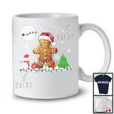 Gingerbread Wearing Santa Costume; Adorable Christmas Baking Baker; X-mas Lights Snowing T-Shirt