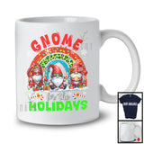 Gnome For The Holidays; Amazing Christmas Leopard Rainbow Three Gnomes; Pajama Family T-Shirt