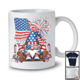 Gnome Sunglasses On Sofa, Lovely 4th Of July American Flag Gnomies, Fireworks Patriotic T-Shirt