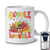 Gobble Til You Wobble; Humorous Thanksgiving Girls Boys Turkey; Autumn Fall Leaves T-Shirt