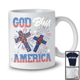 God Bless America, Awesome 4th Of July Independence Day Leopard Cross, Fireworks Patriotic T-Shirt