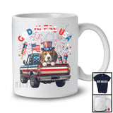 God Bless USA, Happy 4th Of July Beagle On Pickup Truck, American Flag Patriotic Proud T-Shirt