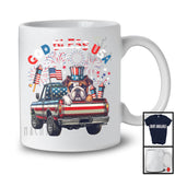 God Bless USA, Happy 4th Of July Bulldog On Pickup Truck, American Flag Patriotic Proud T-Shirt