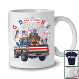 God Bless USA, Happy 4th Of July Dachshund On Pickup Truck, American Flag Patriotic Proud T-Shirt