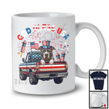 God Bless USA, Happy 4th Of July Pit Bull On Pickup Truck, American Flag Patriotic Proud T-Shirt