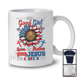 Good Girl Loves Her Brother Jesus And American Too, Awesome 4th Of July Sunflower, Patriotic T-Shirt