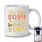 Goodbye 2024 Hello 2025; Cheerful New Year 2025 Drinking Fireworks; Family Friends Group T-Shirt