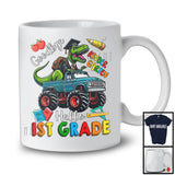 Goodbye Kindergarten Hello 1st Grade, Joyful Last Day Of School T-Rex Riding Monster Truck T-Shirt