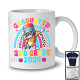 Graduated 2nd Grade 2024, Lovely Graduation Dabbing Pencil Sunglasses, Leopard Rainbow T-Shirt