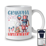 Grandma Of The Little Firecracker, Adorable 4th Of July Birthday Firework, US Flag Family Patriotic T-Shirt