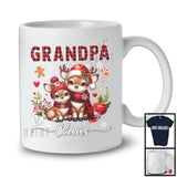 Grandpa Claus; Lovely Christmas Red Plaid Reindeer Lover; X-mas Snowing Family Group T-Shirt