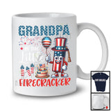 Grandpa Of The Little Firecracker, Adorable 4th Of July Birthday Firework, US Flag Family Patriotic T-Shirt