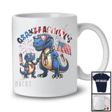 Grandpasaurus, Humorous 4th Of July Grandpa T-Rex Dinosaur, American Flag Patriotic Group T-Shirt