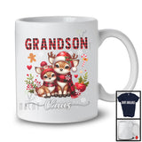 Grandson Claus; Lovely Christmas Red Plaid Reindeer Lover; X-mas Snowing Family Group T-Shirt