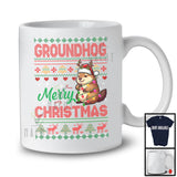 Groundhog Merry Christmas; Lovely X-mas Lights Sweater Santa Groundhog Lover; Snowing Family T-Shirt