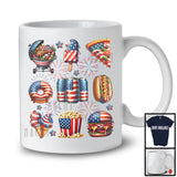Group Of Food Beer Pizza Ice Cream Donut, Amazing 4th Of July American Flag, Patriotic T-Shirt