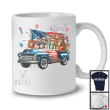 Group Wild Animal On Pickup Truck, Humorous 4th Of July Wild Animal With American Flag, Patriotic T-Shirt